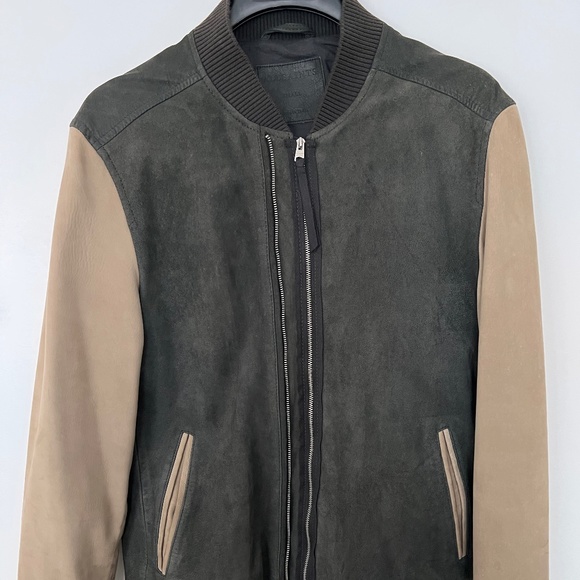 All Saints RARE Two-Tone Suede Bomber Jacket Men's Small